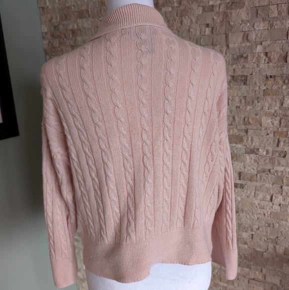 Lauren Ralph Lauren Peach Pink Silk Cashmere Open Cardigan Prep Old Money Pet/L - Picture 6 of 10